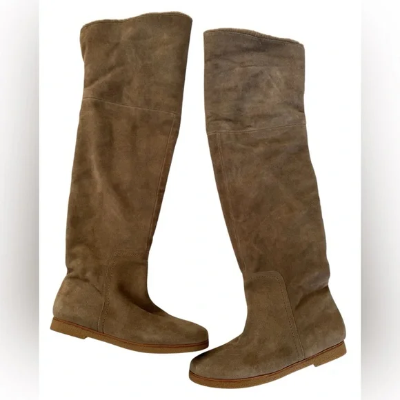 Sam Edelman Orlando suede knee-high boots with faux-fur cuff 9 - Picture 4 of 16